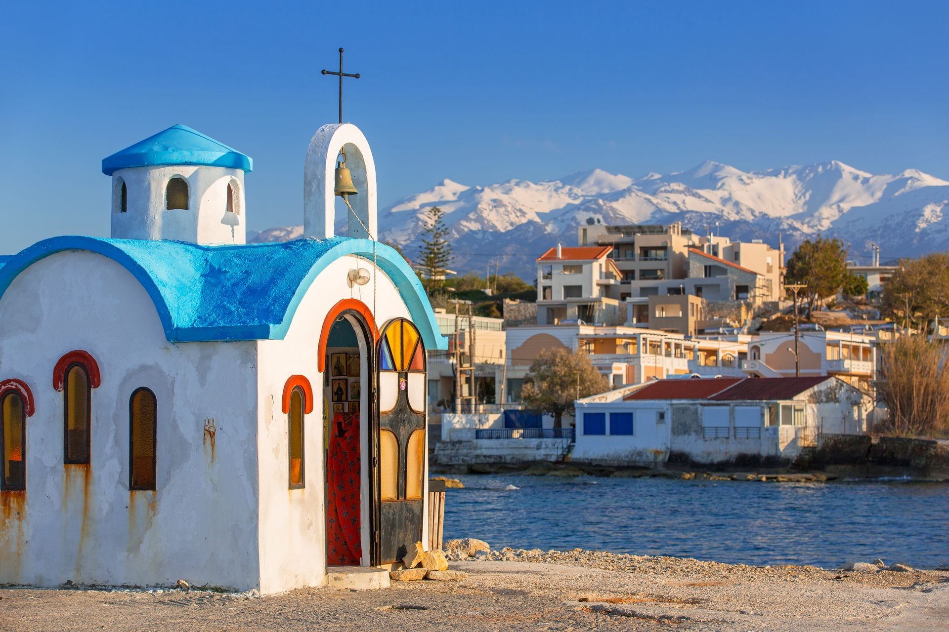 Beautiful chapel on the coast of Kato Galatas on Crete, Greece